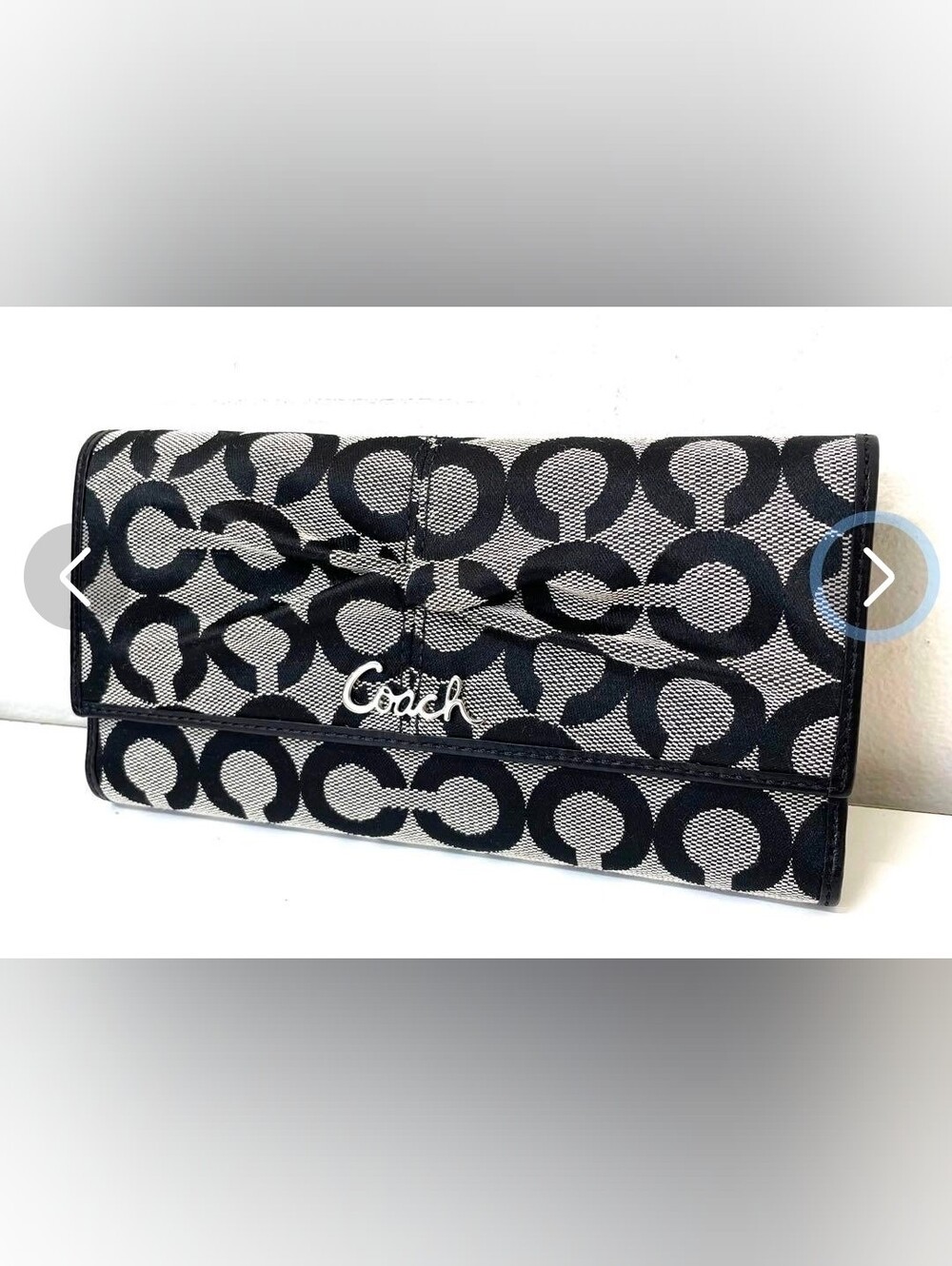 Coach Black & Cream Signature C Foldover Clutch